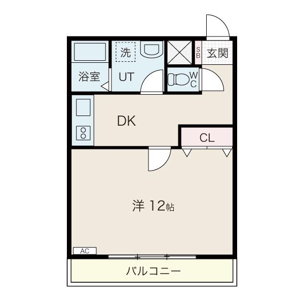 プレステージA(1DK/2階)の間取り写真
