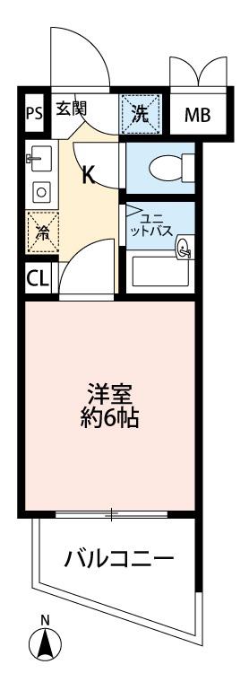 ルーブル都立大学(1K/2階)の間取り写真