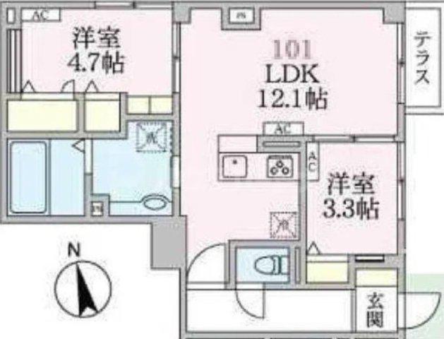 アローマ王子本町(2LDK/1階)の間取り写真