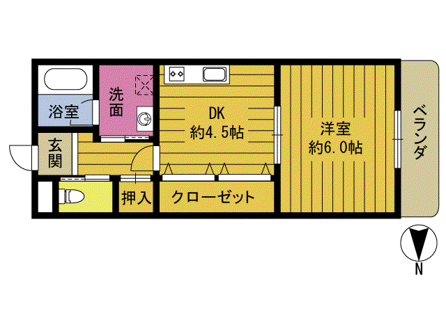 第2まるひで(1DK/2階)の間取り写真