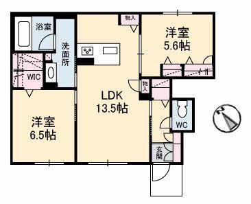 ソレアード(2LDK/1階)の間取り写真
