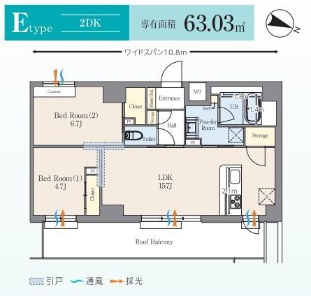 アイビー世田谷レジデンス(2LDK/6階)の間取り写真