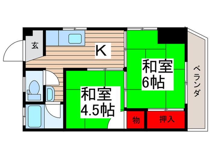 矢野マンション(2K/4階)の間取り写真