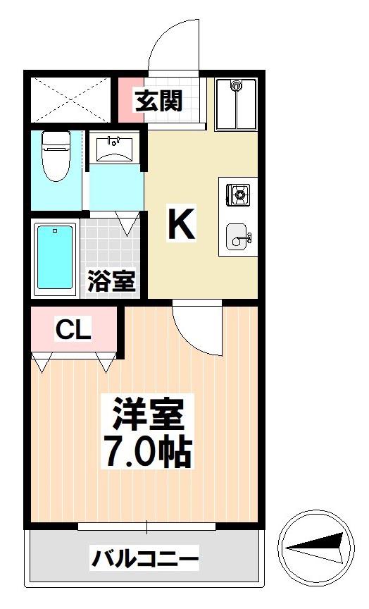 A・CITY柴田本通(1K/1階)の間取り写真