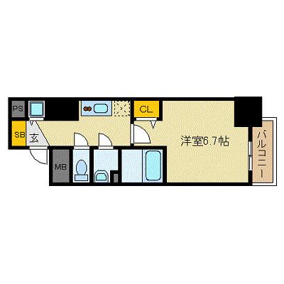 プレサンス松屋町駅前(1K/6階)の間取り写真