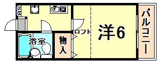 ヴィラ立花第2(1K/2階)の間取り写真