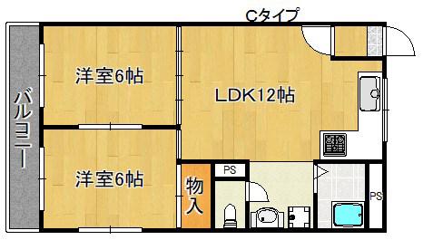 玉出プラザ(2LDK/4階)の間取り写真