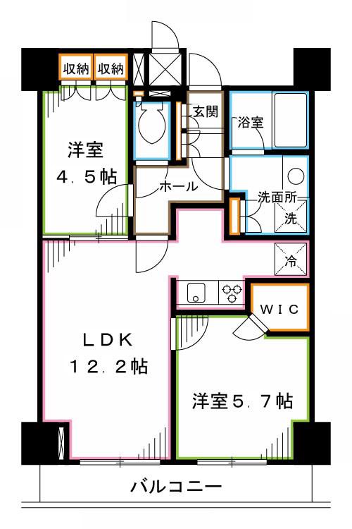 レジディア杉並方南町(2LDK/5階)の間取り写真