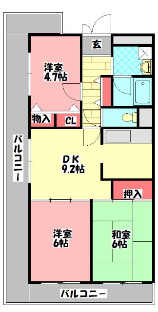 ネオコーポ門真(3DK/2階)の間取り写真