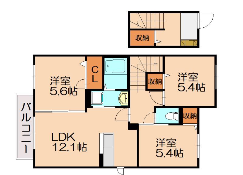 ザ・パーク駕与丁(3LDK/2階)の間取り写真