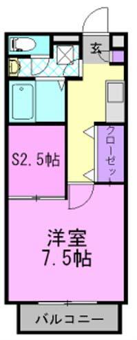 カサベルデB(1SK/1階)の間取り写真