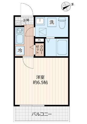 ソルロス舩橋(1K/2階)の間取り写真