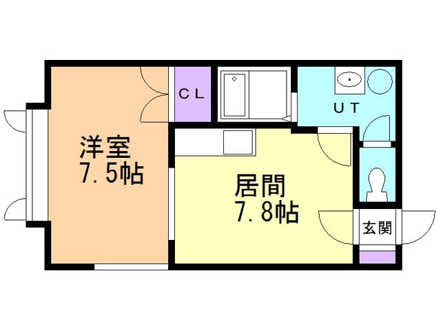 コーポカトレア(1DK/1階)の間取り写真