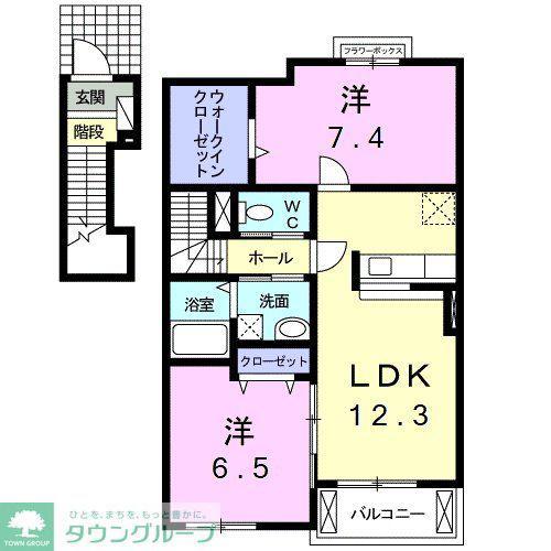エスポワール(2LDK/2階)の間取り写真