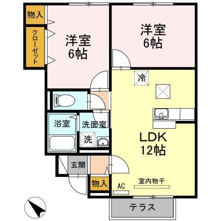 レジデンス城東(2LDK/1階)の間取り写真