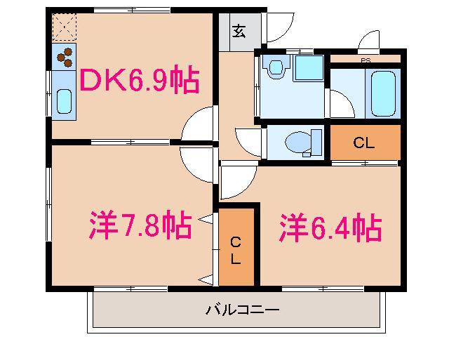 第3鬼怒ハイツ(2DK/2階)の間取り写真