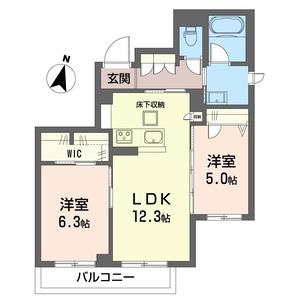 ディーゼー(2LDK/1階)の間取り写真