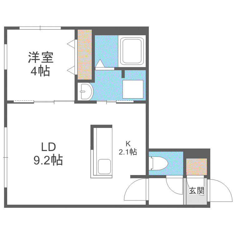 南郷通14丁目北 MS(1LDK/3階)の間取り写真