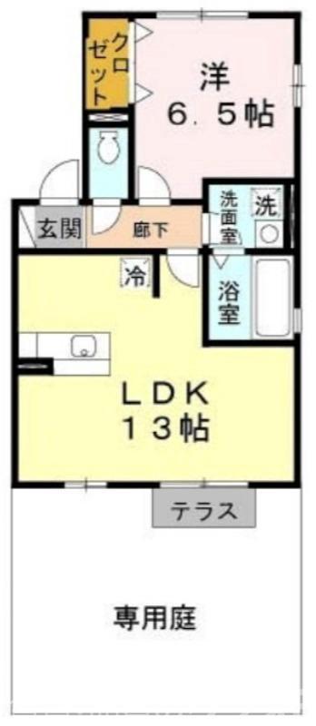 サンフィールド 2棟(1LDK/1階)の間取り写真