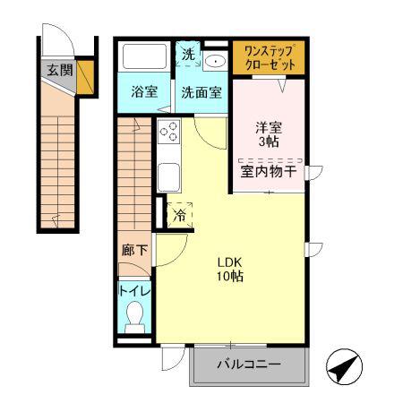ポーラスターかしわ座(1LDK/2階)の間取り写真