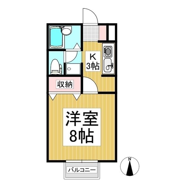 プレジール相生II(1K/2階)の間取り写真
