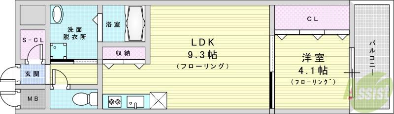 スプランディッド8(1LDK/4階)の間取り写真