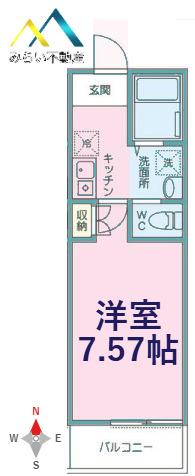 ブランペルル(1K/2階)の間取り写真