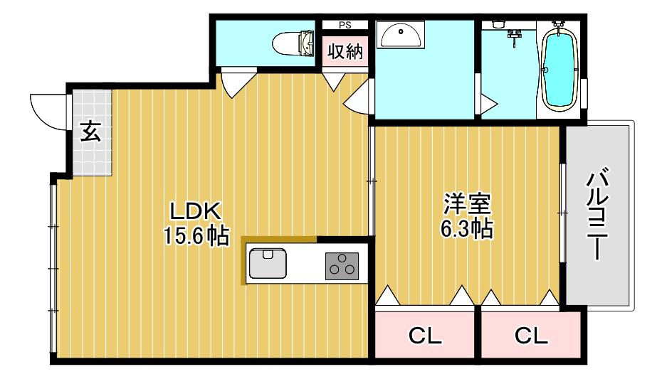 モンテーヴ大高(1LDK/2階)の間取り写真