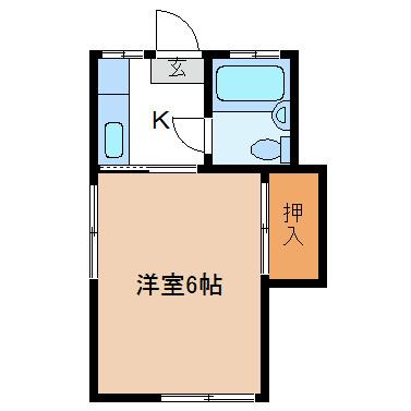 水汲ハイツ(1K/1階)の間取り写真