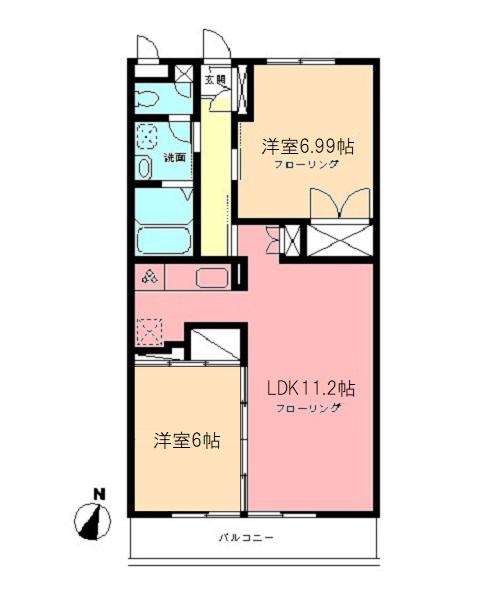 セントラルハイツ(2LDK/2階)の間取り写真
