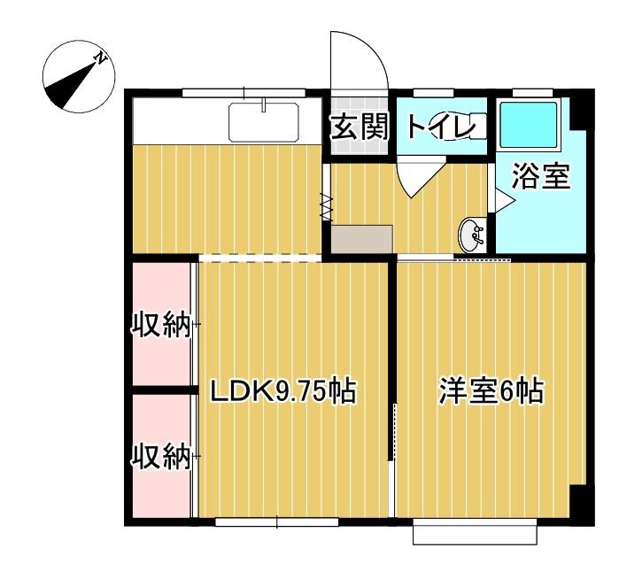 西原ビル(1LDK/2階)の間取り写真