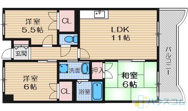 グリーンシャトー2(3LDK/3階)の間取り写真