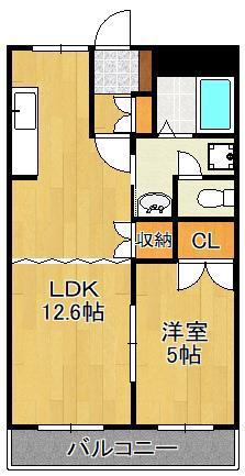プロニティ B棟(1LDK/1階)の間取り写真