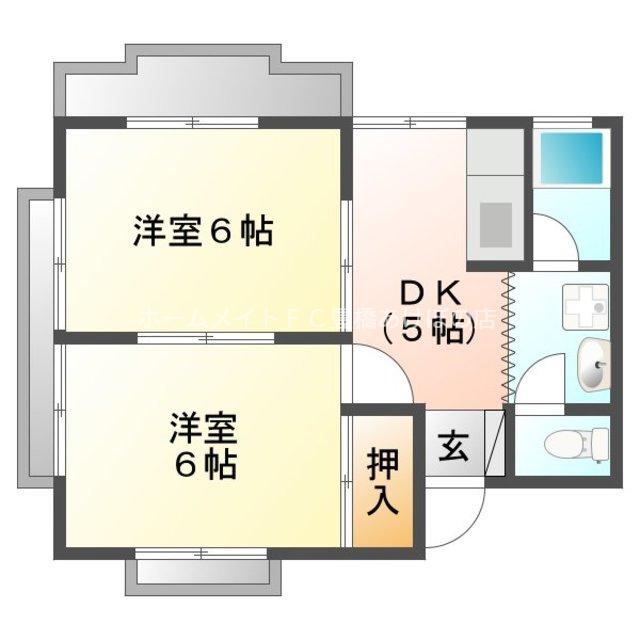三栄マンション(2DK/1階)の間取り写真