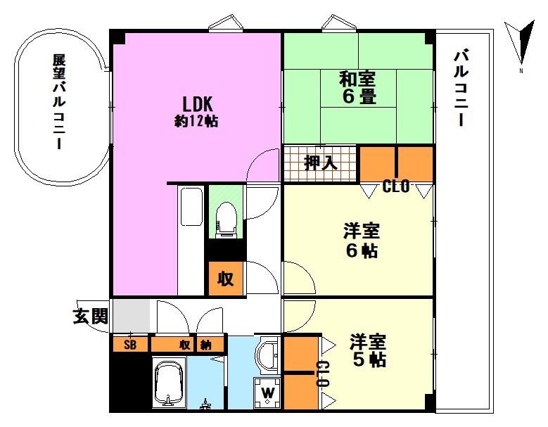 パークヒルズ西台(3LDK/4階)の間取り写真