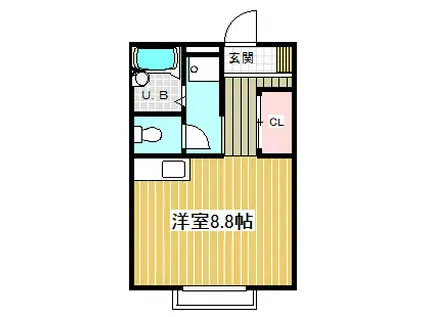 フローラ(ワンルーム/2階)の間取り写真