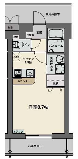 エムセレーノ(ワンルーム/2階)の間取り写真