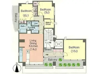 シアーズガーデン(3LDK/4階)の間取り写真