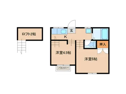 サニーライフ郡山(2K/2階)の間取り写真