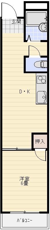 光ハイツ(ワンルーム/1階)の間取り写真