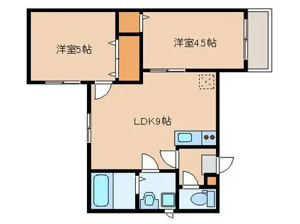 ガナーリア天神II(2LDK/1階)の間取り写真