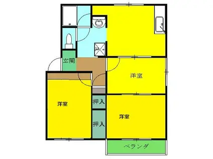 タウンホーム酒匂(2LDK/2階)の間取り写真