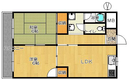 リアライズ野崎(2DK/3階)の間取り写真