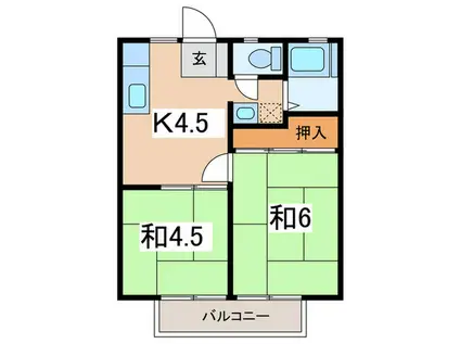 柚ノ木ハイツ(2K/2階)の間取り写真