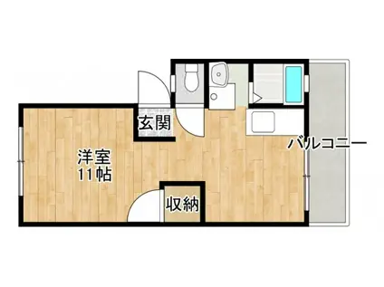 アーバンハイツ白島A棟(ワンルーム/1階)の間取り写真