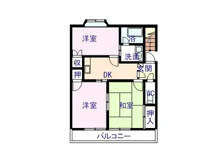 オリエンス龍田 B(3DK/2階)の間取り写真