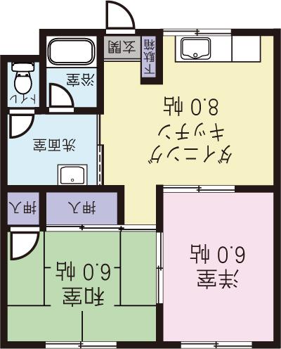 メゾン立木(2DK/2階)の間取り写真