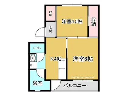 ビレッジハウス泉野 4号棟(2K/2階)の間取り写真