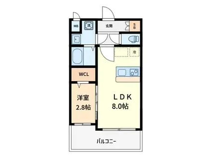 ラシーヌ瓦屋町(1LDK/3階)の間取り写真