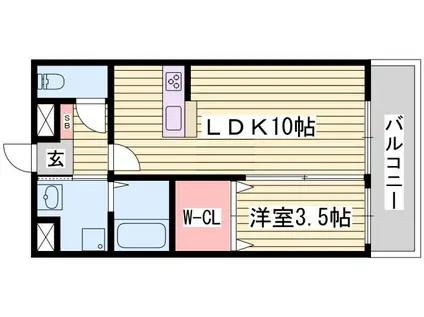 シャルマンプレイス(1LDK/1階)の間取り写真